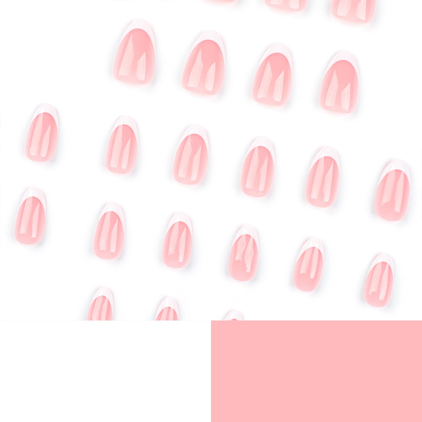 Classic French Tip Press On Nails | Short Oval Glossy Nude Reusable False Nails