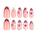 Pink Plumeria French Tip Press-On Nails | Handmade 3D Floral Almond Fake Nails | Luxury Reusable Summer Nail Set