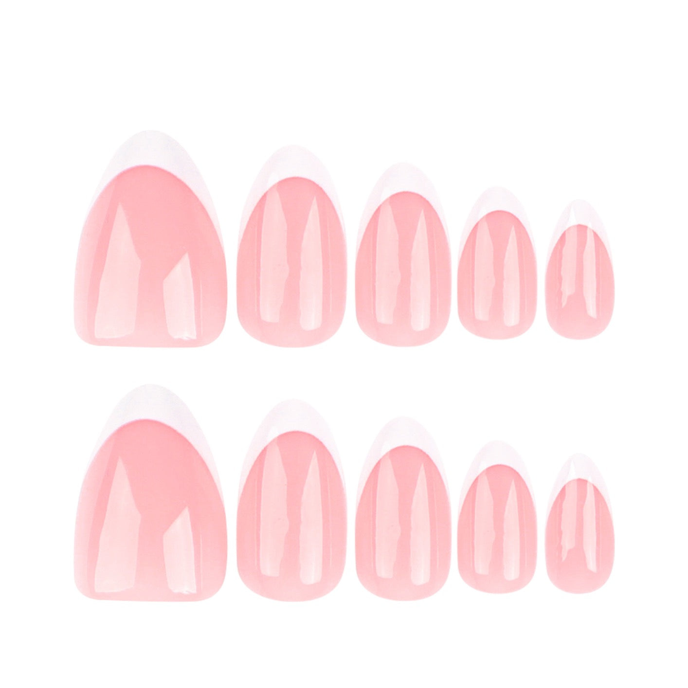 Classic French Tip Press On Nails | Short Oval Glossy Nude Reusable False Nails