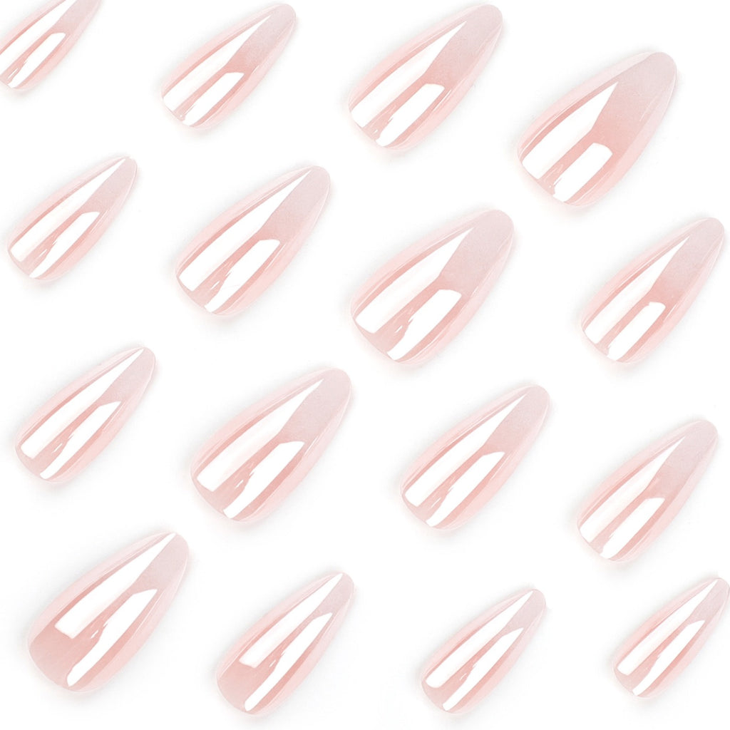 Milky White Ombre Almond Press On Nails | Luxury Glossy Gel Fake Nails