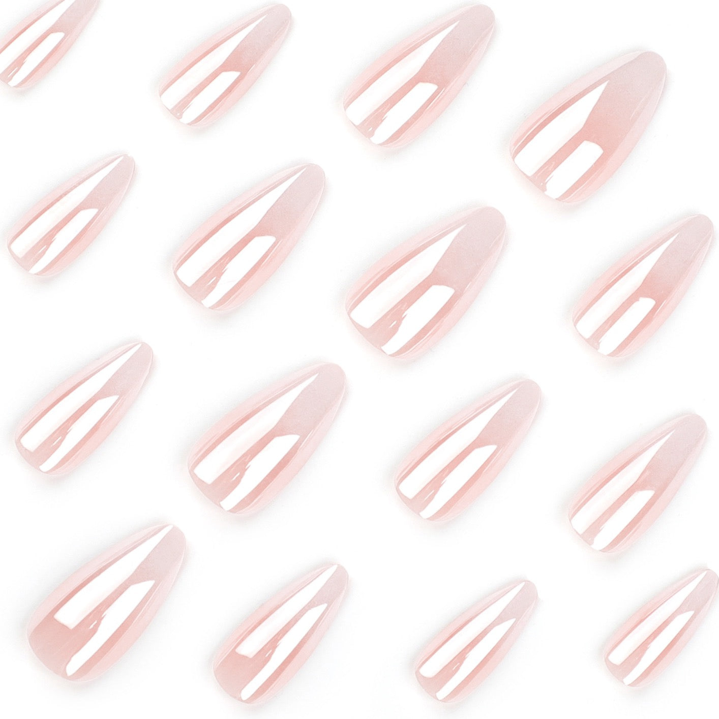 Milky White Ombre Almond Press On Nails | Luxury Glossy Gel Fake Nails