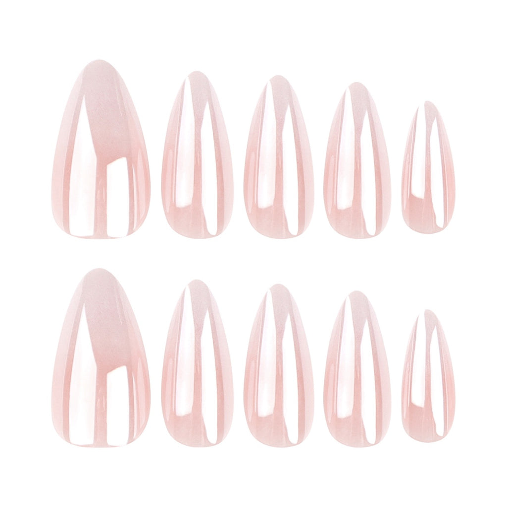 Milky White Ombre Almond Press On Nails | Luxury Glossy Gel Fake Nails