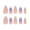 Blue Floral French Tip Press-On Nails | Handmade 3D Hydrangea Almond Nails | Luxury Reusable Coastal Summer Nail Set