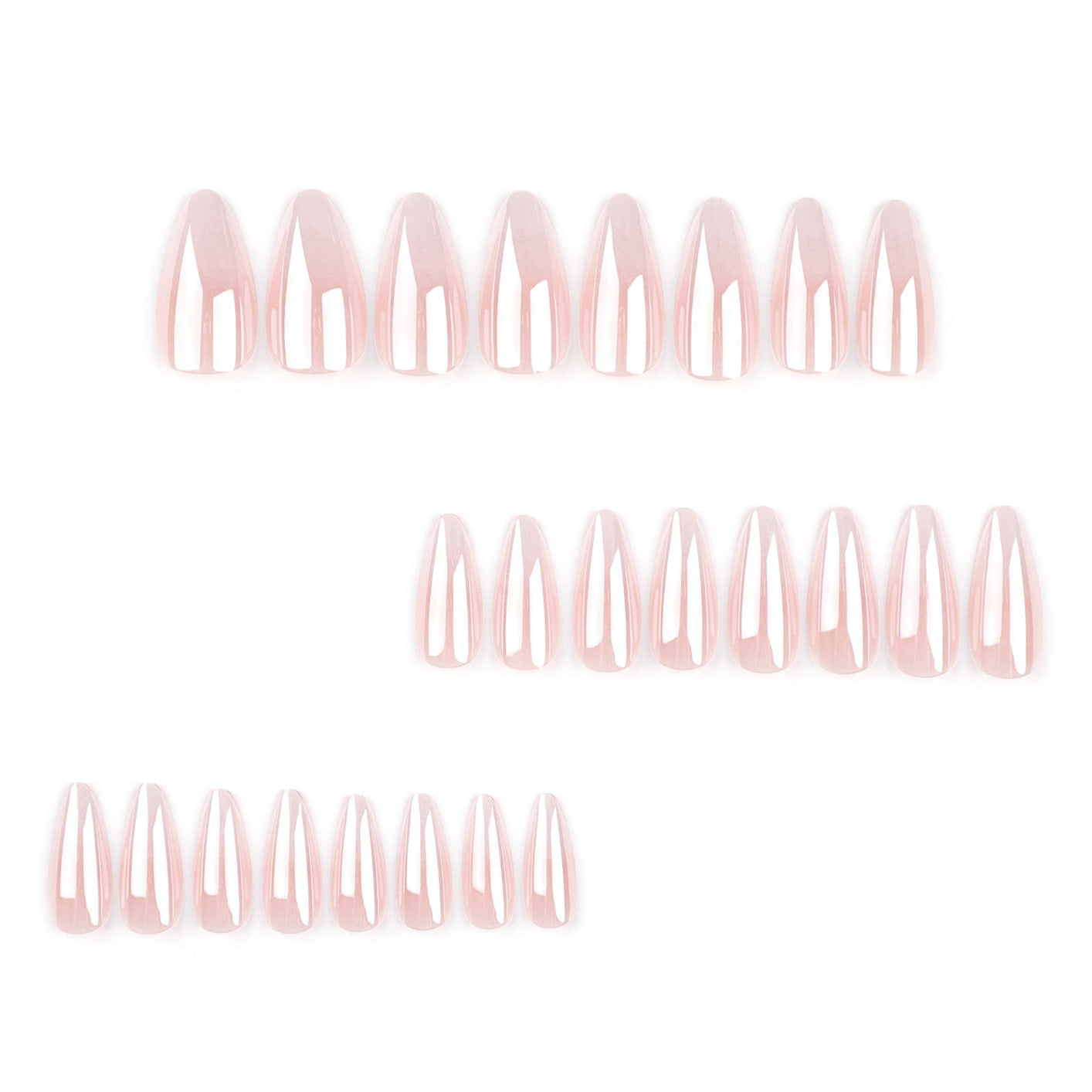 Milky White Ombre Almond Press On Nails | Luxury Glossy Gel Fake Nails