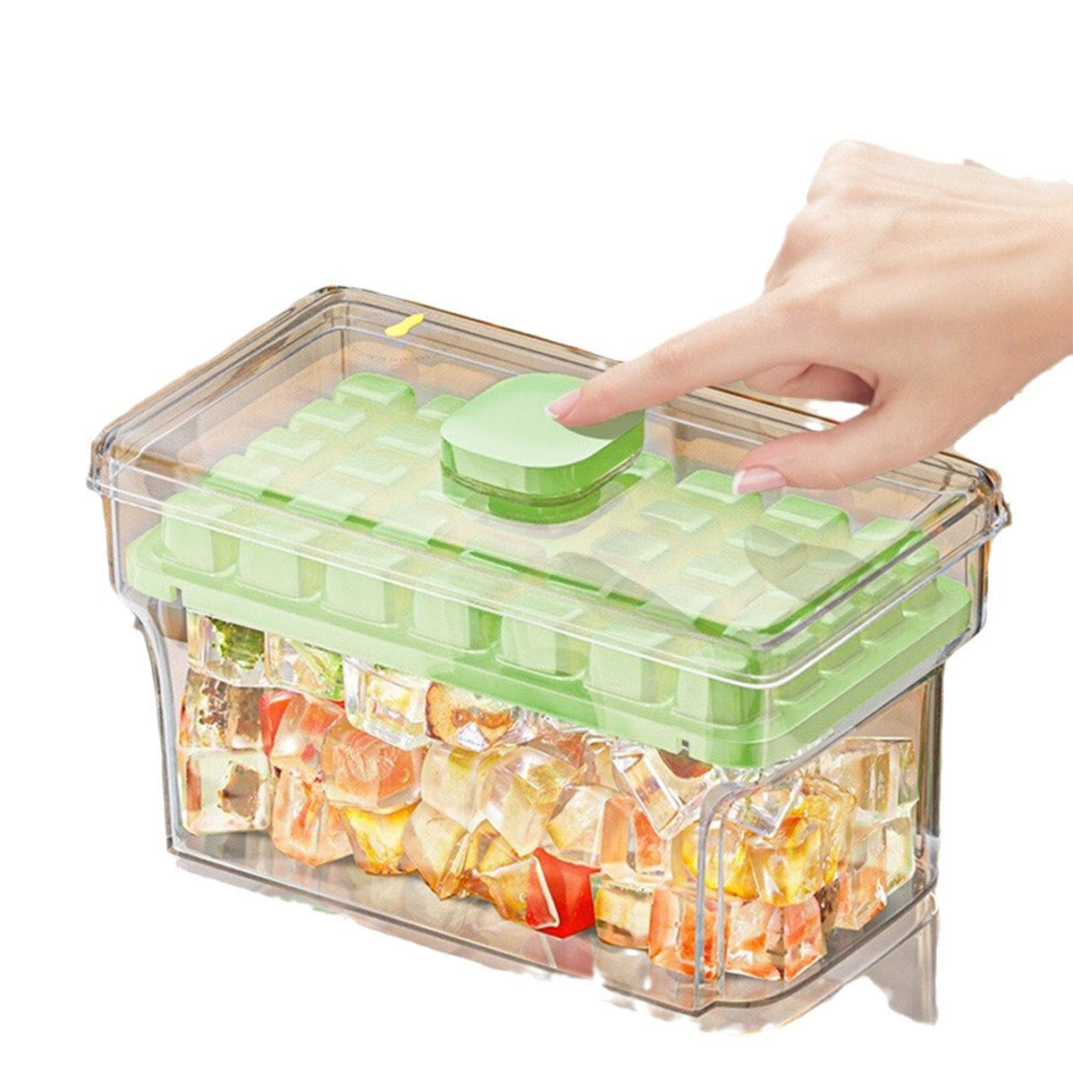 Large Ice Cube Tray with Storage Box – Easy Release Ice Maker, BPA-Free Ice Cube Container with Scoop for Kitchen & Drinks