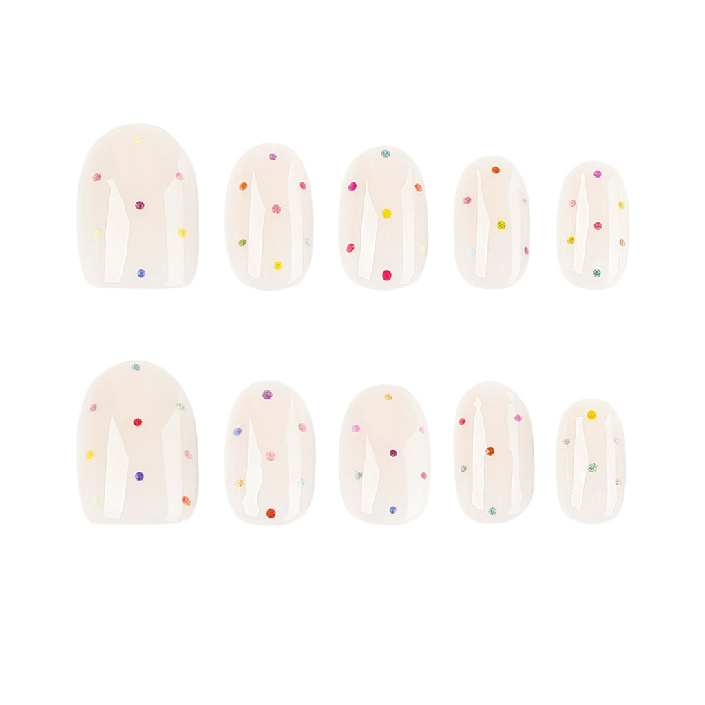 Pastel Confetti Glass Press On Nails | Minimalist Handmade Gel Nails | Soft Girl Aesthetic Nail Set