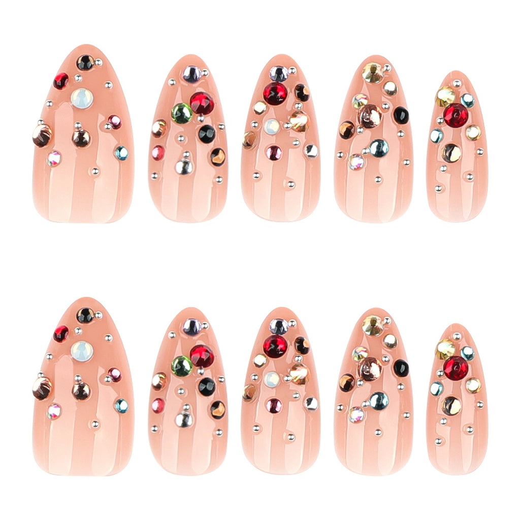 Luxury Crystal Gem Press On Nails | Handmade Rhinestone Jewelry Nails | Elegant Glam Gel Nail Set