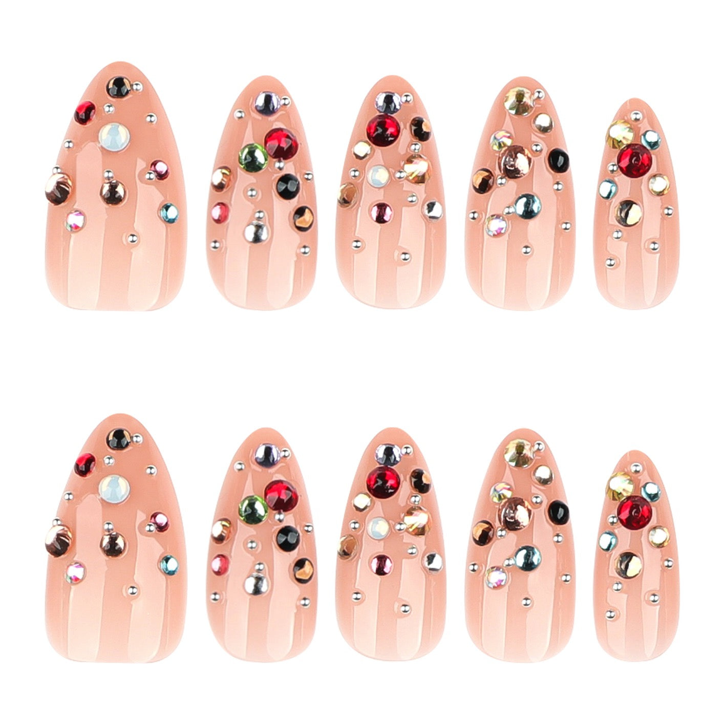 Luxury Crystal Gem Press On Nails | Handmade Rhinestone Jewelry Nails | Elegant Glam Gel Nail Set