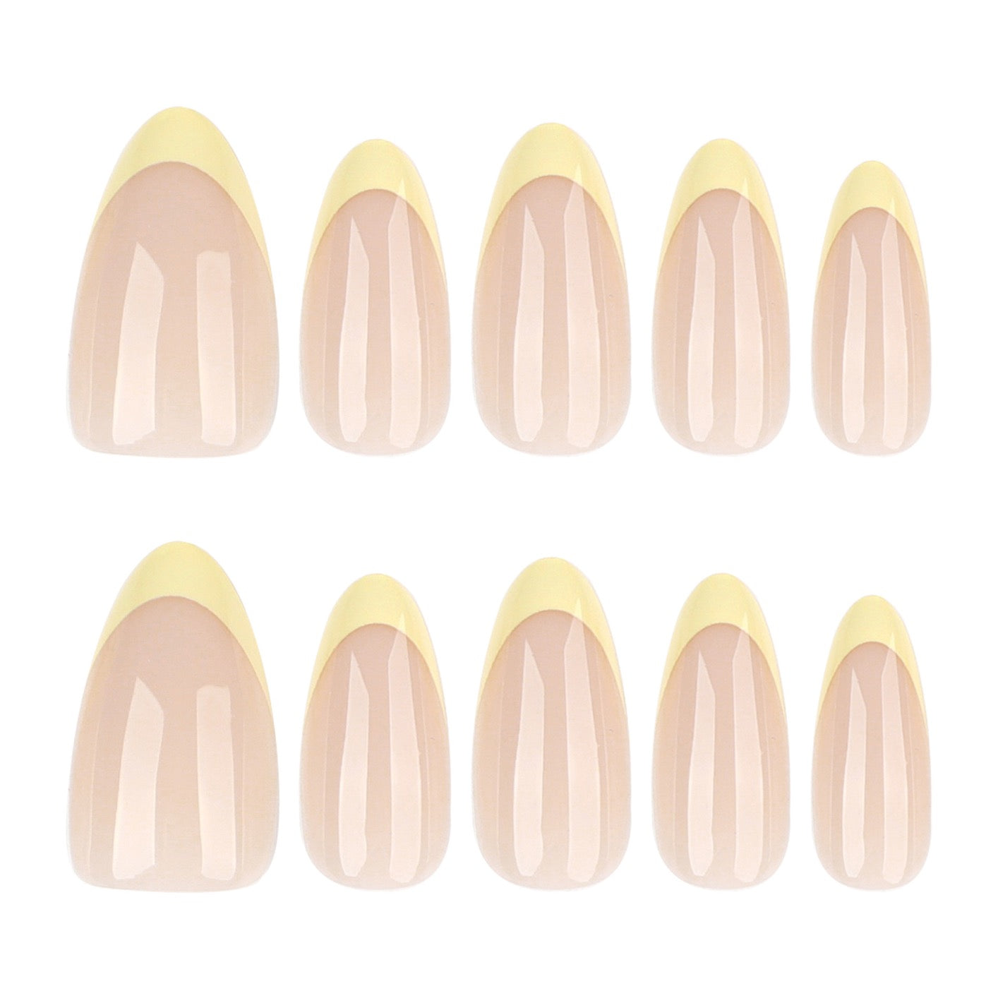 Butter Yellow French Press On Nails | Nude Gel Short Almond Fake Nails