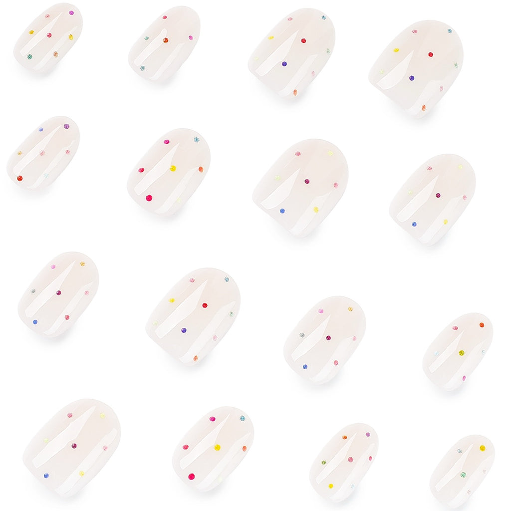Pastel Confetti Glass Press On Nails | Minimalist Handmade Gel Nails | Soft Girl Aesthetic Nail Set