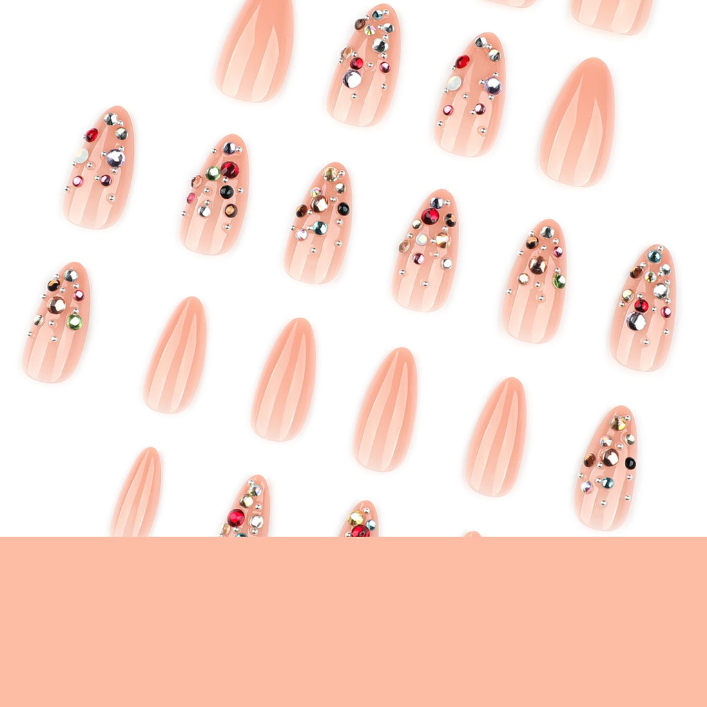 Luxury Crystal Gem Press On Nails | Handmade Rhinestone Jewelry Nails | Elegant Glam Gel Nail Set