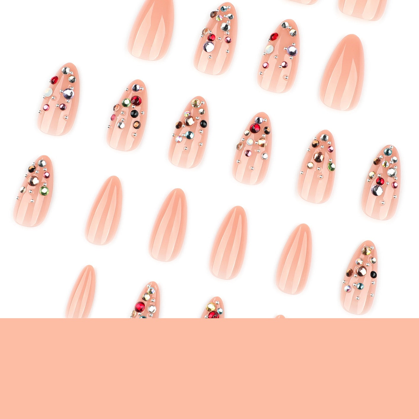 Luxury Crystal Gem Press On Nails | Handmade Rhinestone Jewelry Nails | Elegant Glam Gel Nail Set