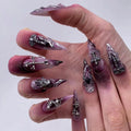 Dark Fantasy Gothic Press On Nails | Purple Chrome Stiletto Witchcore False Nails