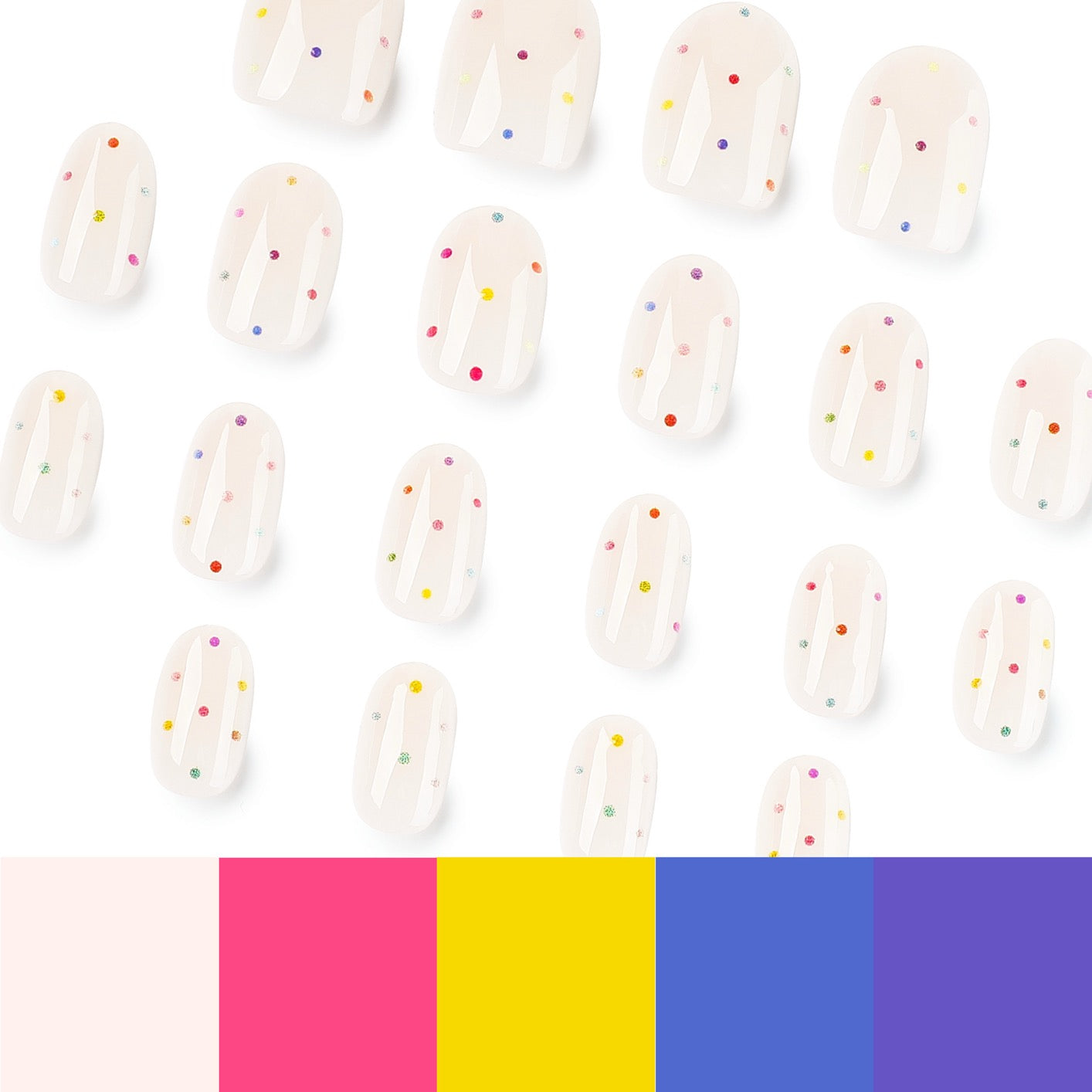 Pastel Confetti Glass Press On Nails | Minimalist Handmade Gel Nails | Soft Girl Aesthetic Nail Set