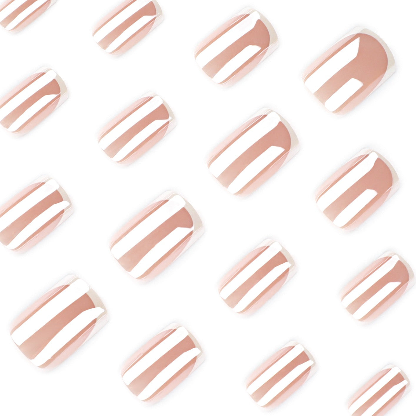 Classic French Tip Press On Nails | Nude Gel Short Square Fake Nails