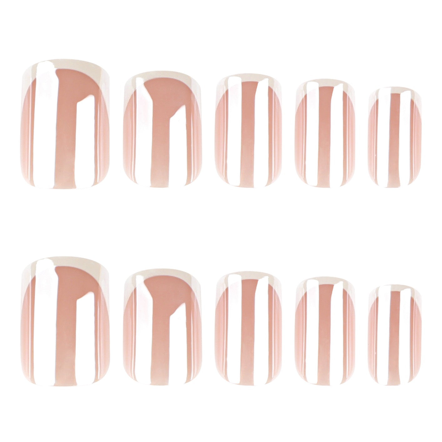 Classic French Tip Press On Nails | Nude Gel Short Square Fake Nails