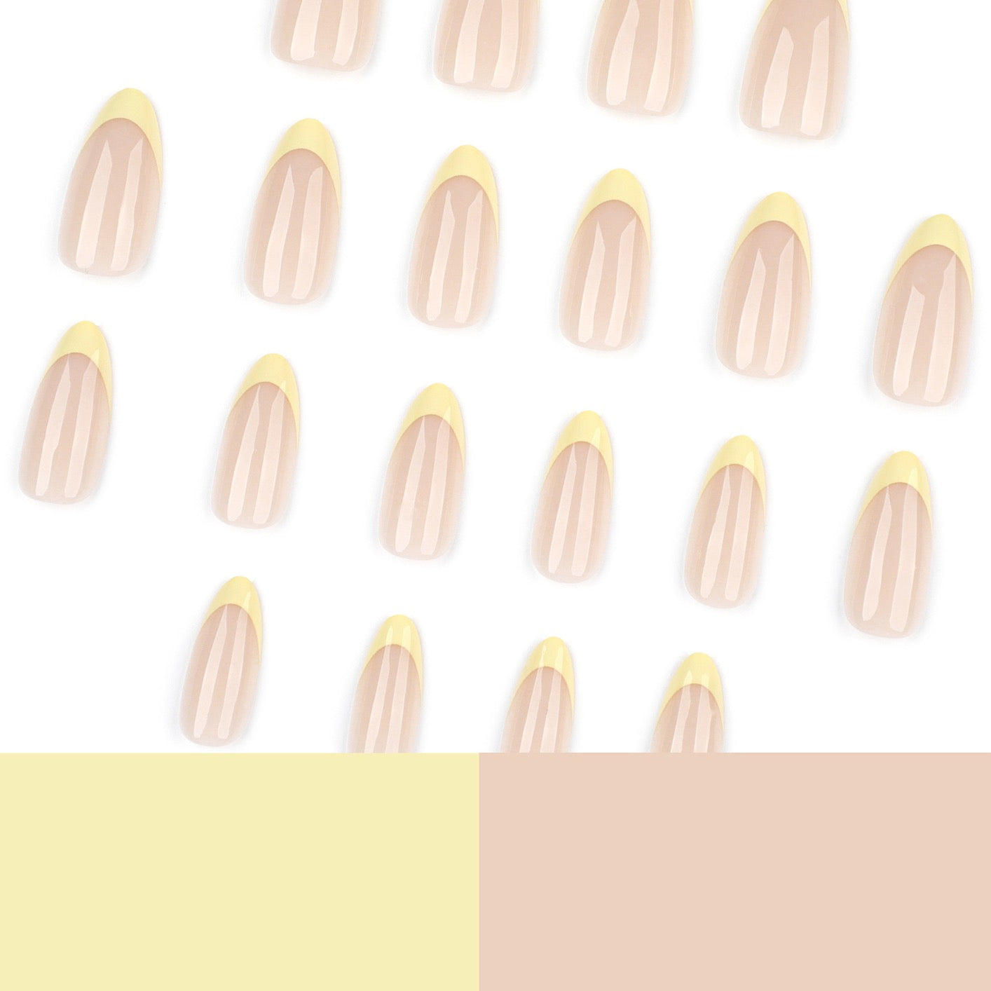 Butter Yellow French Press On Nails | Nude Gel Short Almond Fake Nails