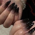 Midnight Shadow Gothic Press On Nails – Black Gradient Stiletto Luxury Fake Nail Set