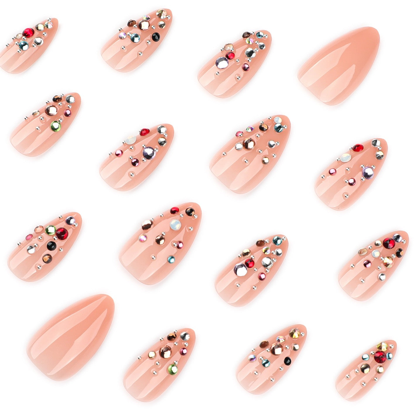 Luxury Crystal Gem Press On Nails | Handmade Rhinestone Jewelry Nails | Elegant Glam Gel Nail Set