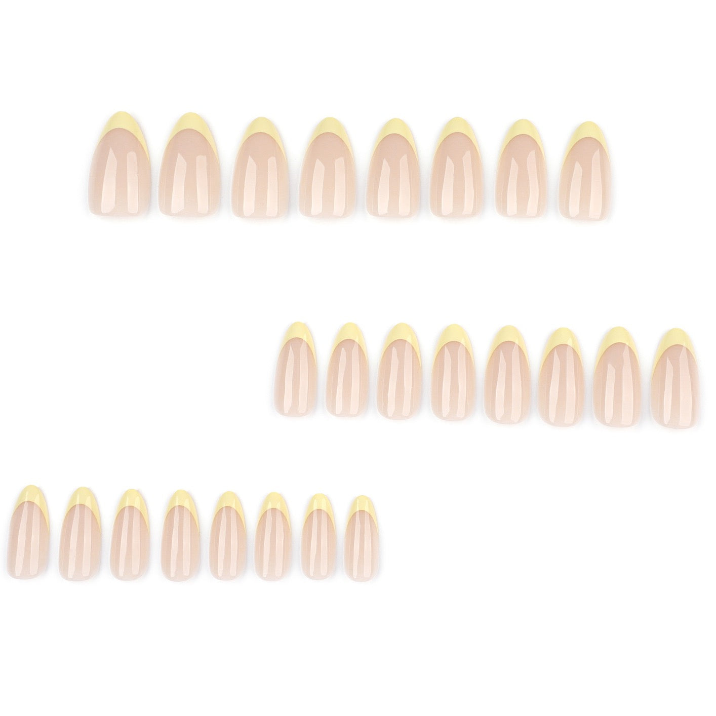 Butter Yellow French Press On Nails | Nude Gel Short Almond Fake Nails