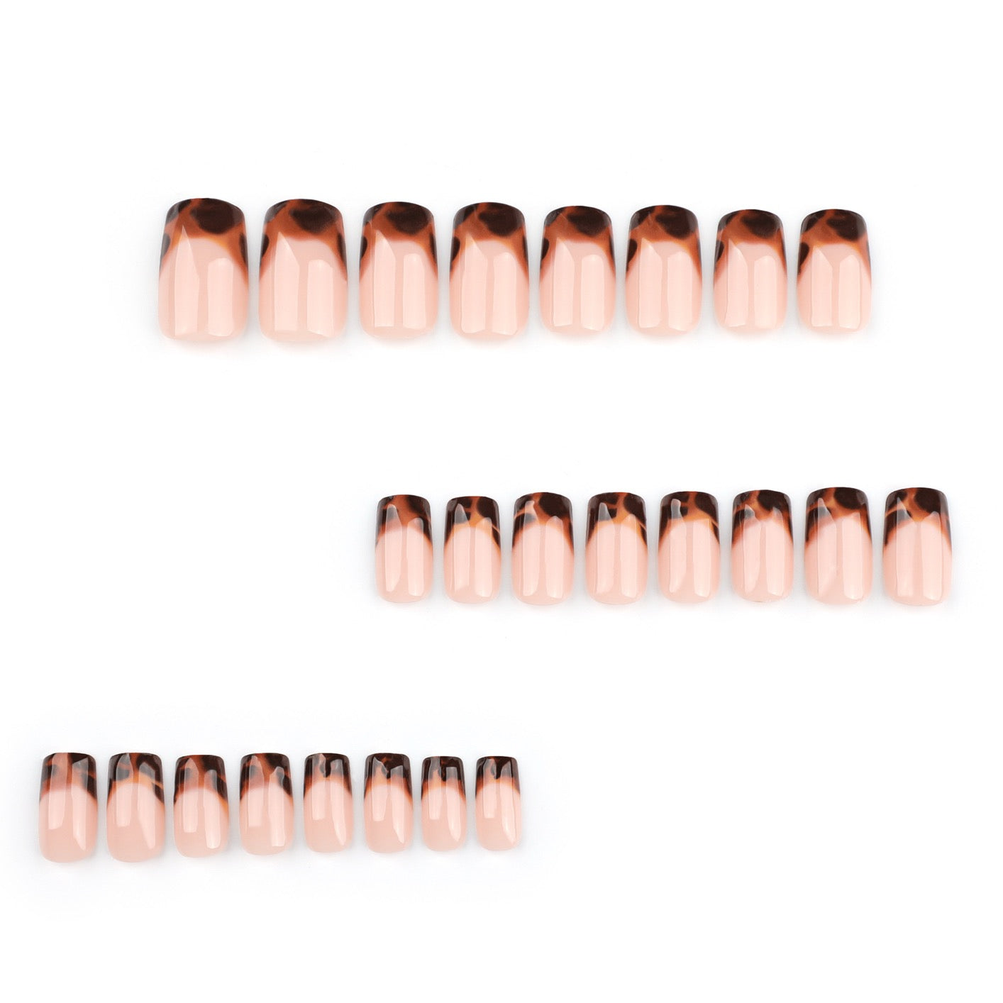 Tortoise French Press On Nails | Luxury Nude Gel Short Almond Fake Nails