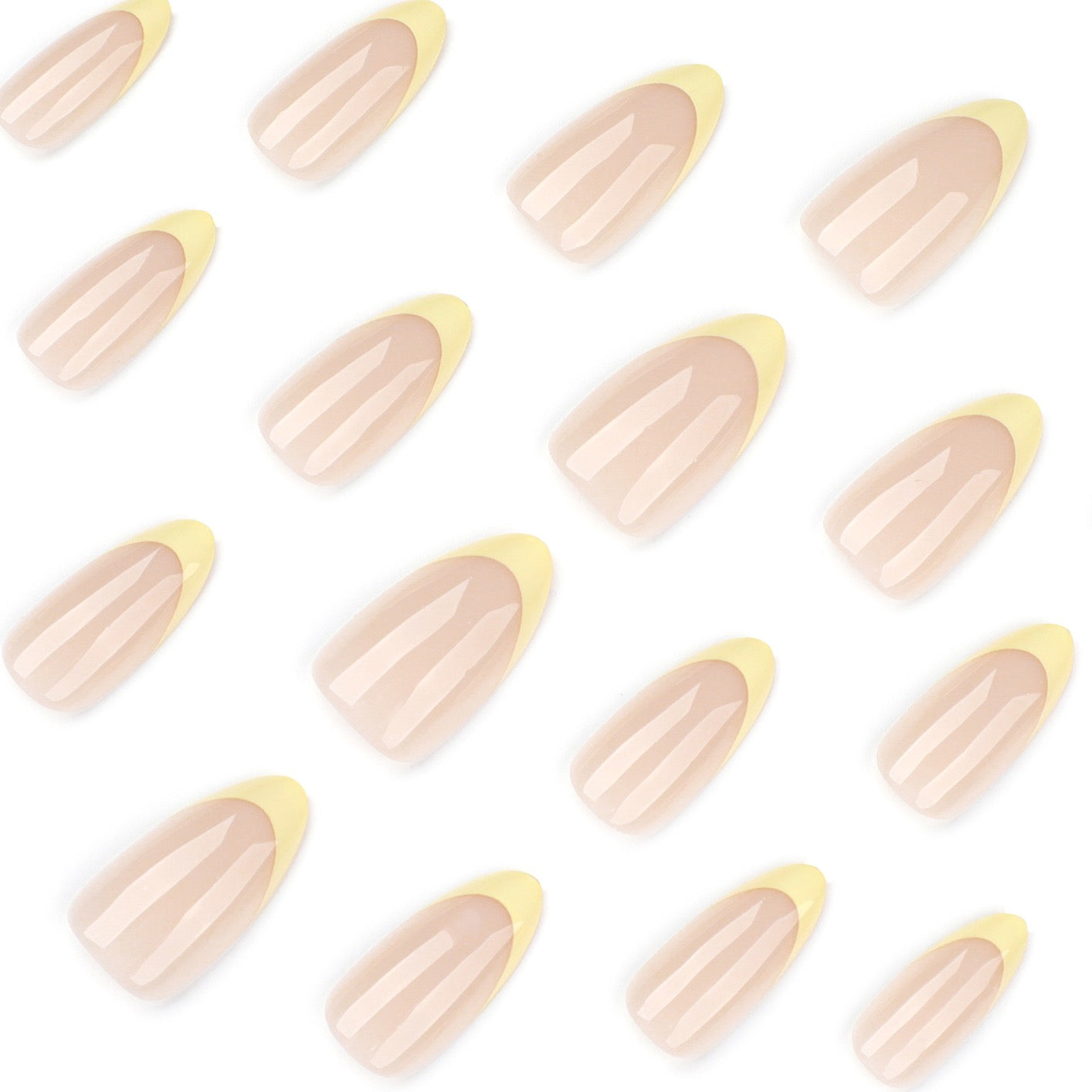 Butter Yellow French Press On Nails | Nude Gel Short Almond Fake Nails