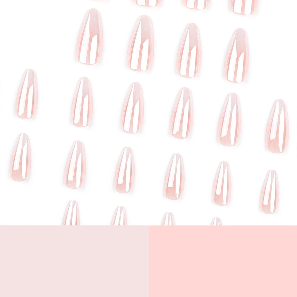 Milky White Ombre Almond Press On Nails | Luxury Glossy Gel Fake Nails