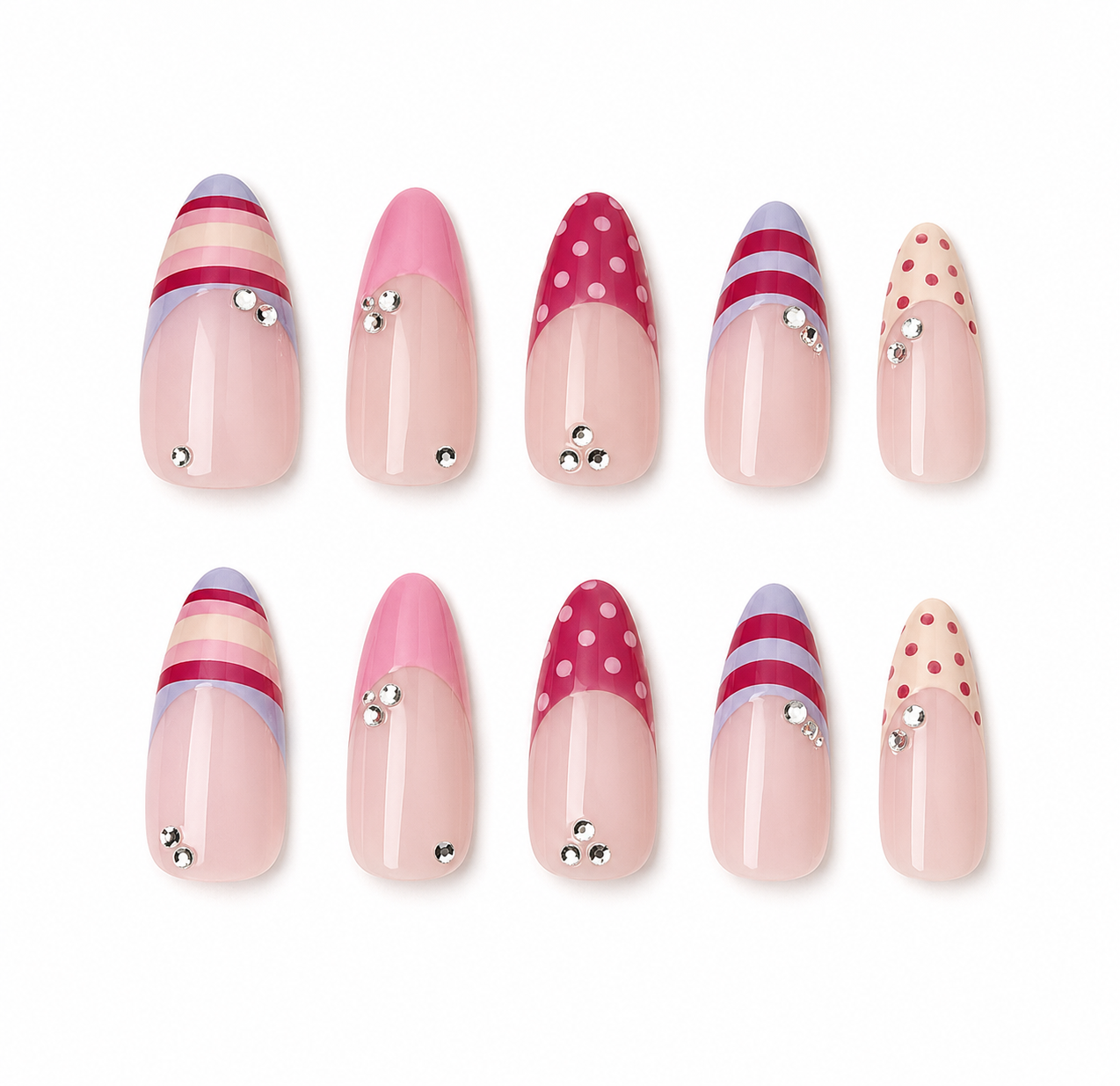 Pink French Stripe Press-On Nails