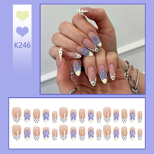 Blue Blossom French Press-On Nails