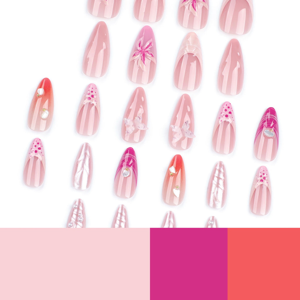 Mermaid Blush 3D Press-On Nails | Handmade Luxury Almond Nail Set