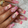 Cherry Blossom Bloom Press-On Nails | Handmade Pink Floral Luxury Nail Set