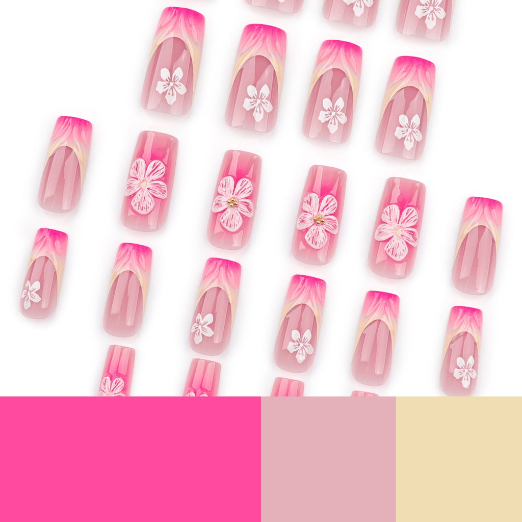 Cherry Blossom Bloom Press-On Nails | Handmade Pink Floral Luxury Nail Set