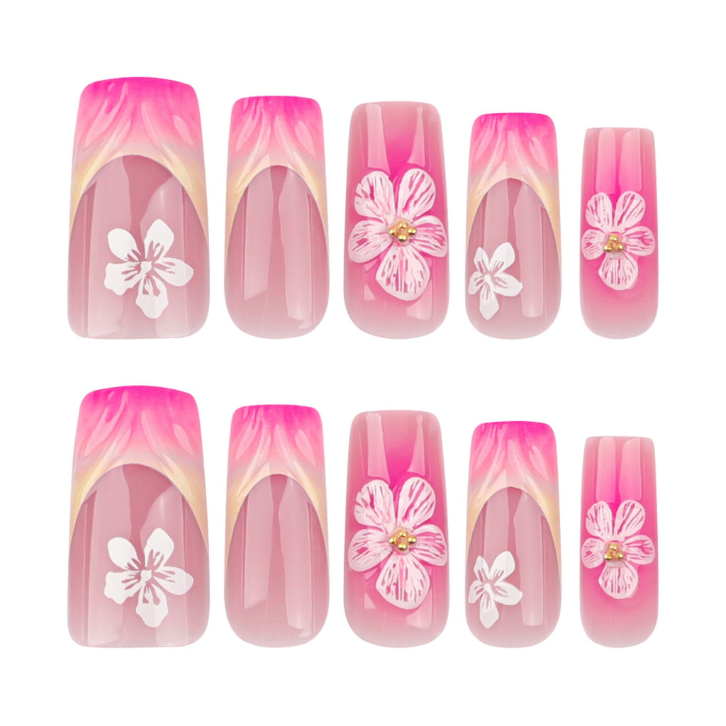 Cherry Blossom Bloom Press-On Nails | Handmade Pink Floral Luxury Nail Set