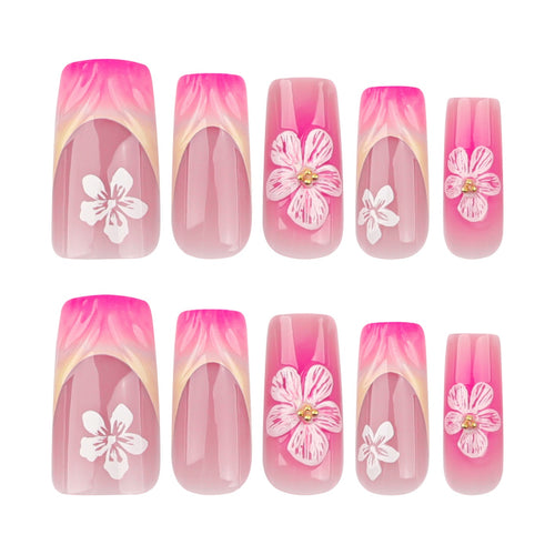 Cherry Blossom Bloom Press-On Nails | Handmade Pink Floral Luxury Nail Set