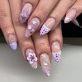 Lavender Pearl Blossom Press-On Nails | Handmade 3D Floral Luxury Nail Set