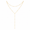 Gold Layered Y Necklace – Dainty Beaded Lariat Pendant Necklace