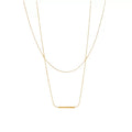 Minimalist Double Layer Gold Bar Necklace – Dainty Layered Chain Jewelry