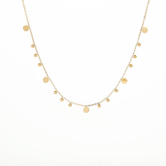 Dainty Gold Disc Charm Necklace – Minimalist Boho Layered Chain Jewelry