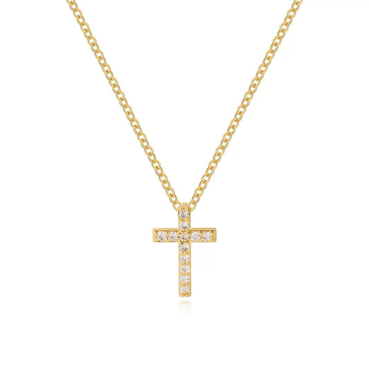 Dainty Cross Pendant Necklace for Women – Minimalist Gold Cross Jewelry
