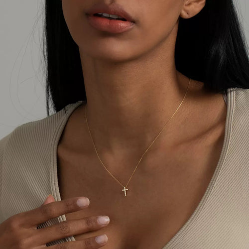 Dainty Cross Pendant Necklace for Women – Minimalist Gold Cross Jewelry