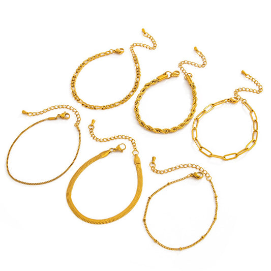 Gold Layered Bracelet Set for Women | Minimalist Stackable Chain Bracelets | Luxury Everyday Jewelry