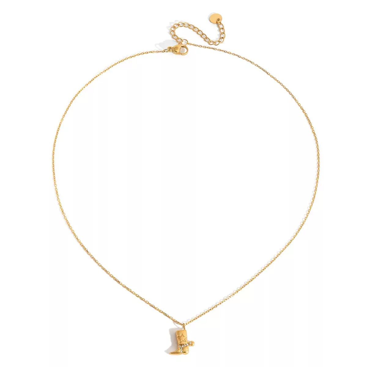 Gold Cowboy Boot Charm Necklace – Dainty Western Pendant Necklace for Women, Vintage Cowgirl Jewelry Gift